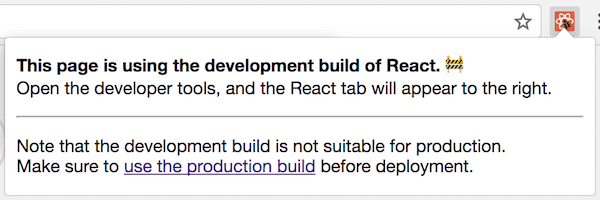 React-in development versiyasını işlədən səhifədə React DevTools ikonu